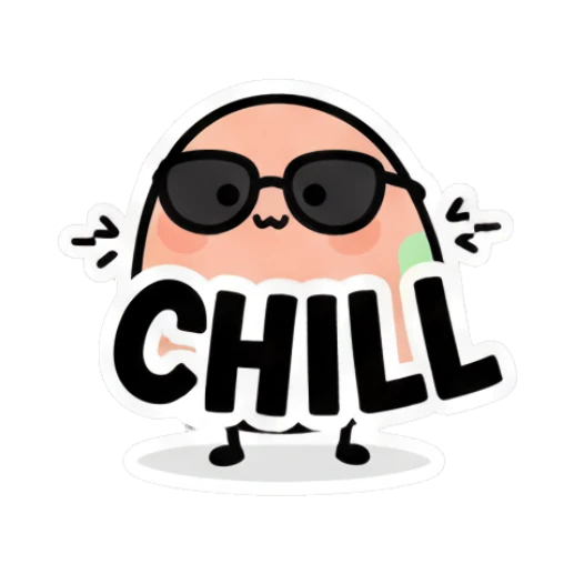 Sleeping egg with sunglasses saying CHILL Doodle Egg Moods sticker for expressive chats and social replies.