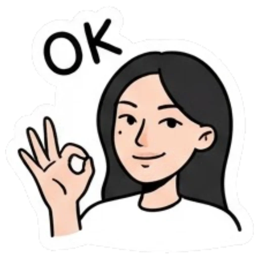 Girl making an OK hand gesture with a calm smile Daily Life of a Cool Girl sticker for expressive chats and social replies.