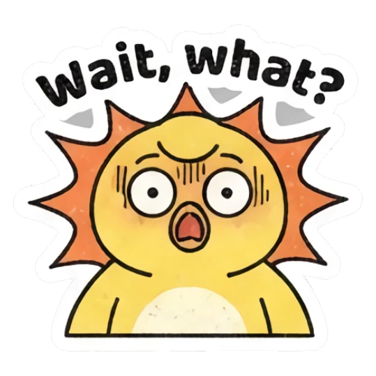 Shocked yellow chick with spiky aura and wide eyes Gritty Retro Chick sticker for expressive chats and social replies.