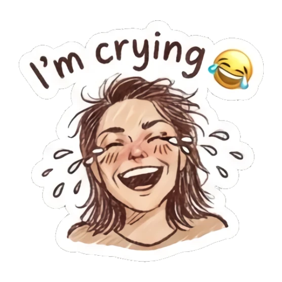 Girl laughing hysterically with tears of joy Doodle Girl Daily Expressions sticker for expressive chats and social replies.