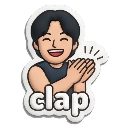Boy clapping hands with text clap Puffy Boy Daily Vibes sticker for expressive chats and social replies.