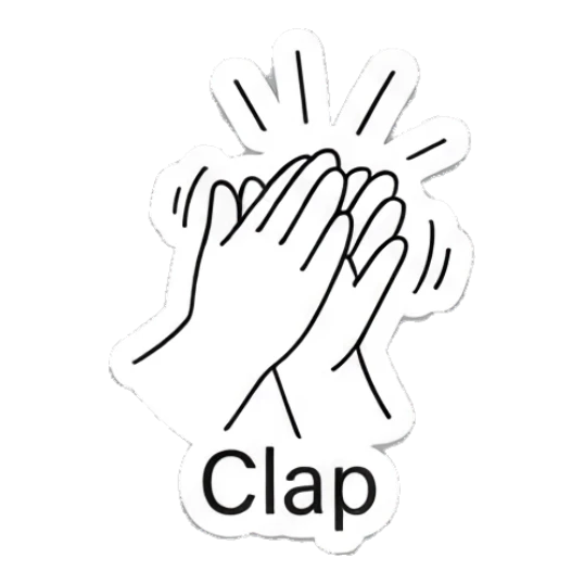 Dog clapping paws together in applause Indie Line Art Doggy sticker for expressive chats and social replies.