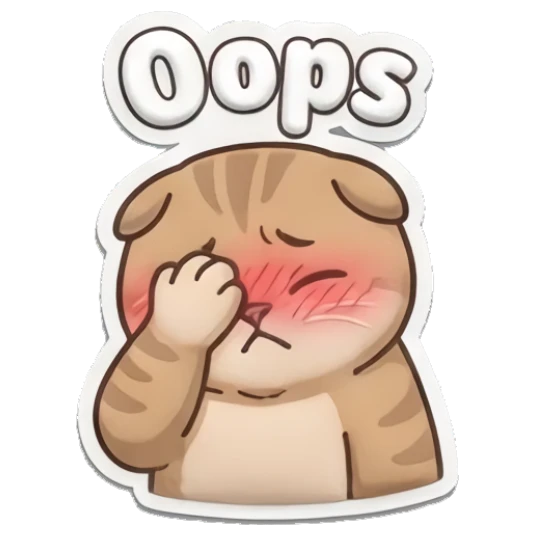 Embarrassed tabby cat covering eyes with 'Oops' text Puffy Tabby Cat Moods sticker for expressive chats and social replies.