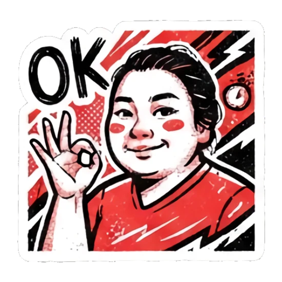 Girl making OK hand sign with confident expression Punk Girl Daily Vibes sticker for expressive chats and social replies.
