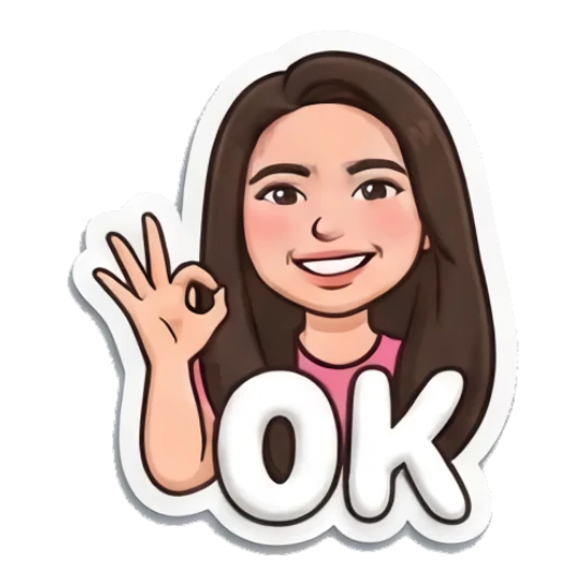 Girl making OK hand gesture with text OK Puffy Girl Daily Vibes sticker for expressive chats and social replies.