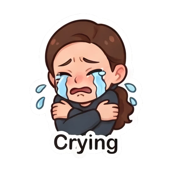 Woman crying bitterly with blue tears Daily Life of Couple sticker for expressive chats and social replies.