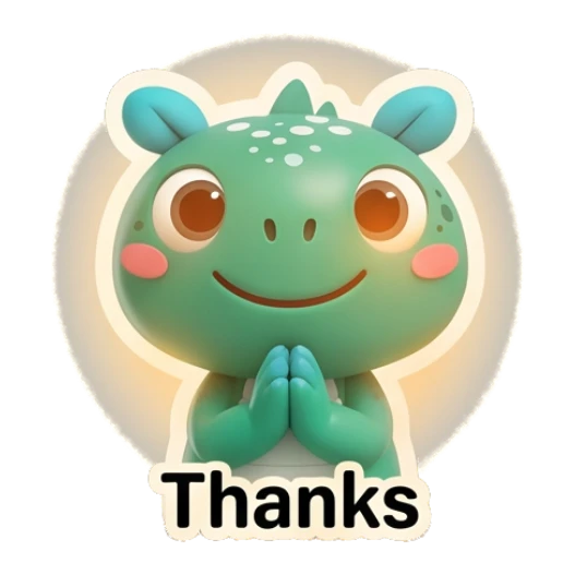 Teal dino praying with a glowing aura and Thanks text. Teal Dino Daily Moods sticker for expressive chats and social replies.