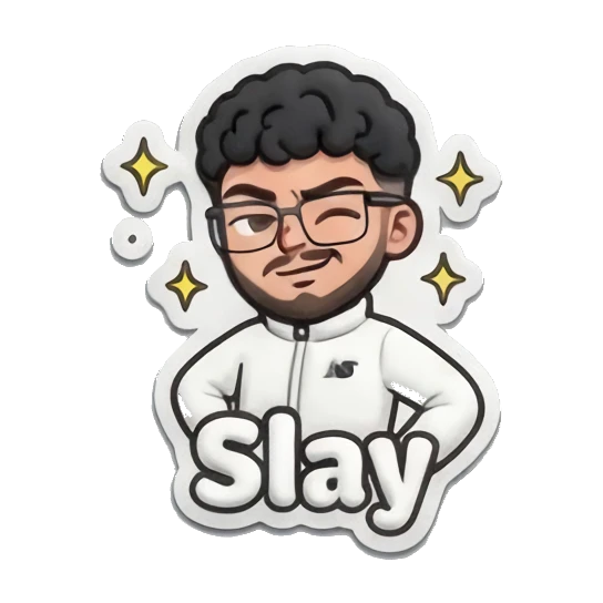 Man winking with sparkles and 'Slay' text Curly Hair Guy Daily Vibes sticker for expressive chats and social replies.