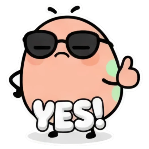 Egg character giving a thumbs up text YES Puffy Egg Pals sticker for expressive chats and social replies.