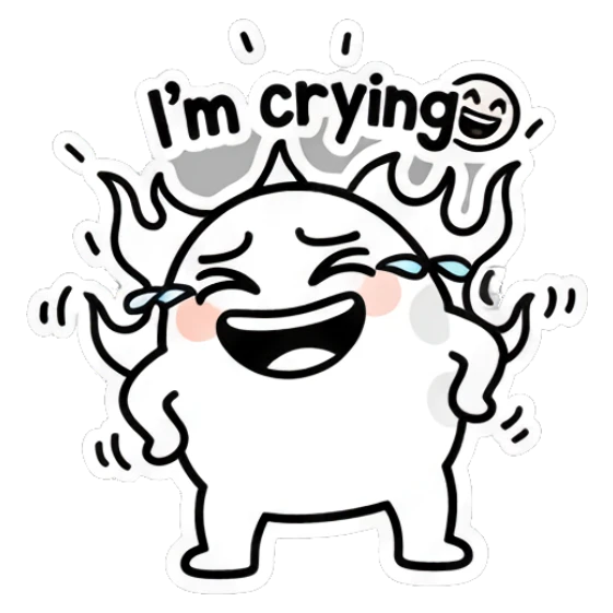 Crying egg character with wavy lines and tears saying I'm crying. Doodle Egg Expressions sticker for expressive chats and social replies.