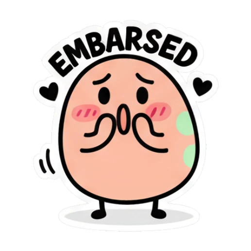 Embarrassed egg blushing saying EMBARASSED Doodle Egg Moods sticker for expressive chats and social replies.