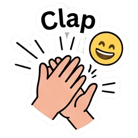 Hands clapping to show appreciation or applause. Daily Mood Doodle Boy sticker for expressive chats and social replies.