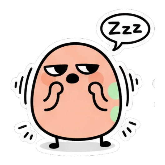 Sleepy egg with Zzz text and tired eyes Doodle Egg Moods sticker for expressive chats and social replies.