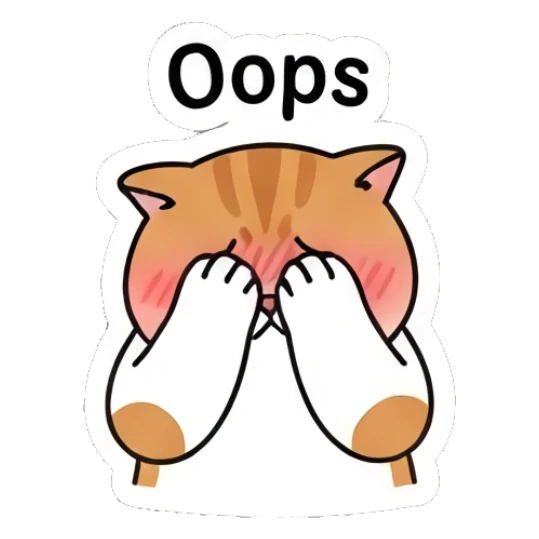 Embarrassed ginger cat covering face with 'Oops' text. Ginger Cat Daily Vibes sticker for expressive chats and social replies.