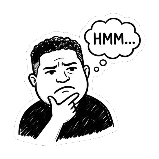 男士托腮思考表示困惑 Doodle Guy Daily Vibes sticker for expressive chats and social replies.