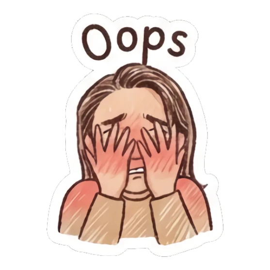 Girl covering face with hands in an oops moment Doodle Girl Daily Expressions sticker for expressive chats and social replies.