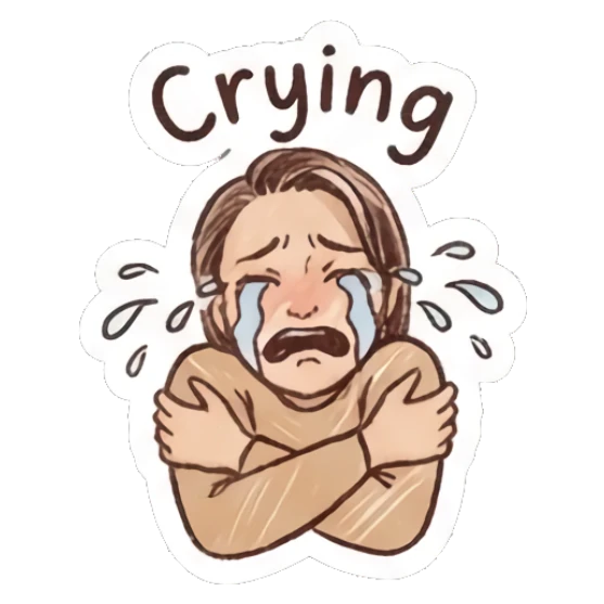 Girl crying with arms crossed Doodle Girl Daily Expressions sticker for expressive chats and social replies.