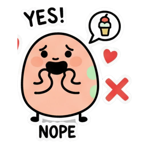 Pink egg character looking excited with hearts, text YES Little Pink Egg Adventures sticker for expressive chats and social replies.