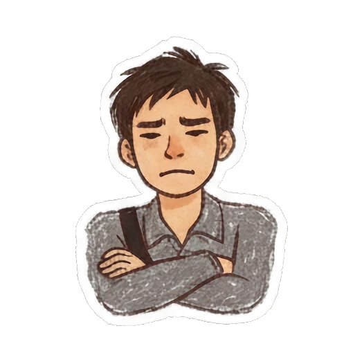 Boy looking skeptical with Nope text Doodle Boy Daily Vibes sticker for expressive chats and social replies.