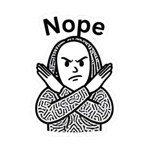 Girl making an X gesture with arms with text Nope Keith Haring Style Girl sticker for expressive chats and social replies.