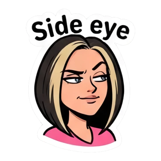 Girl giving a skeptical side eye look Sassy Girl Daily Vibes sticker for expressive chats and social replies.