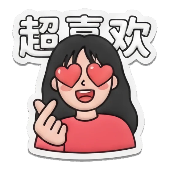 Girl with glasses doing a finger heart gesture Cheerful Glasses Girl Daily sticker for expressive chats and social replies.