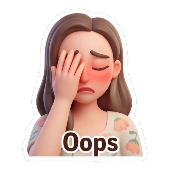 Girl facepalming in an Oops moment Cheerful 3D Girl Expressions sticker for expressive chats and social replies.