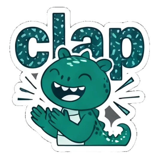 Excited dinosaur clapping hands with text clap Teal Dino Daily Vibes sticker for expressive chats and social replies.
