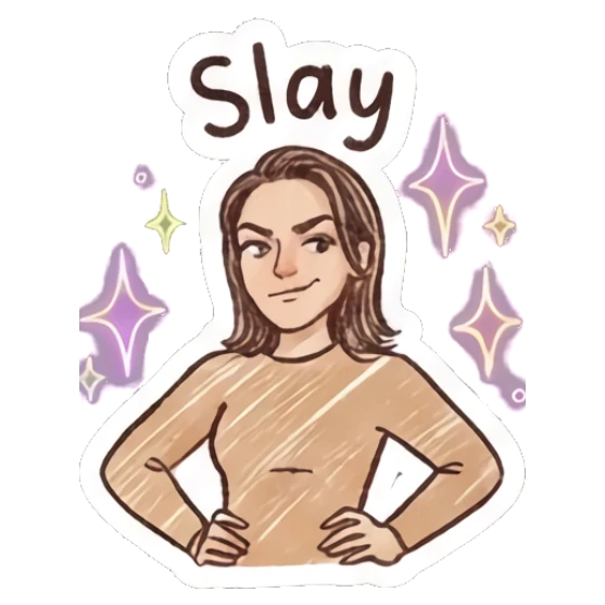Girl standing with hands on hips in a slay pose Doodle Girl Daily Expressions sticker for expressive chats and social replies.