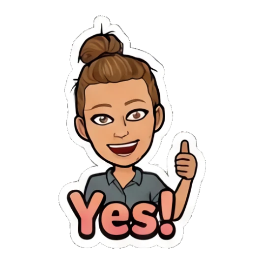 Girl giving a thumbs up with a smile and Yes text Retro Cartoon Girl Daily Life sticker for expressive chats and social replies.