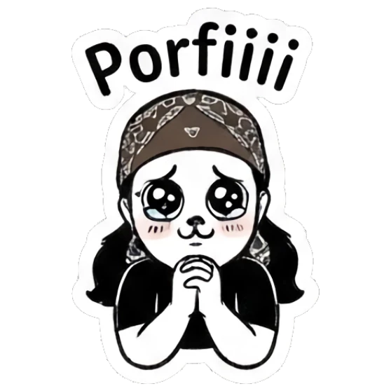 Girl with bandana pleading with big eyes, begging Bandana Girl Daily Vibes sticker for expressive chats and social replies.