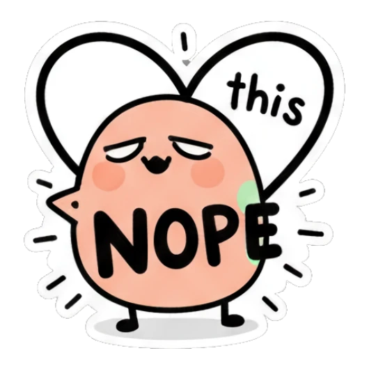 Egg holding a heart shape with NOPE text Doodle Egg Moods sticker for expressive chats and social replies.