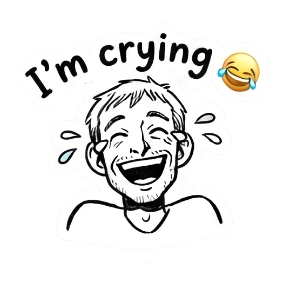 Man laughing hysterically with tears of joy Doodle Guy Daily Vibes sticker for expressive chats and social replies.