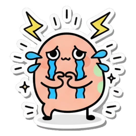 Crying egg with lightning bolts and tearful face. Little Egg Emotions sticker for expressive chats and social replies.
