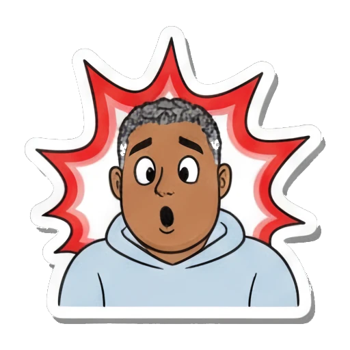 Man looking shocked with a red burst background Daily Duo Vibes sticker for expressive chats and social replies.