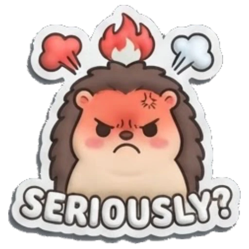 Hedgehog looking angry with steam vents Puffy Hedgehog Daily sticker for expressive chats and social replies.