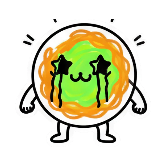 Noodle character with star eyes looking happy Noodle Doodle Pals sticker for expressive chats and social replies.