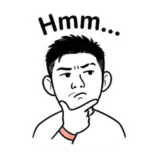 Young man thinking with a hand on his chin Cool Guy Daily Vibes sticker for expressive chats and social replies.