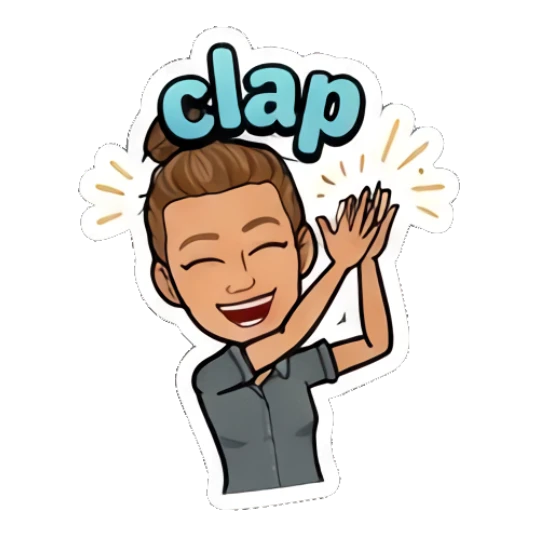Girl clapping hands enthusiastically with Clap text Retro Cartoon Girl Daily Life sticker for expressive chats and social replies.