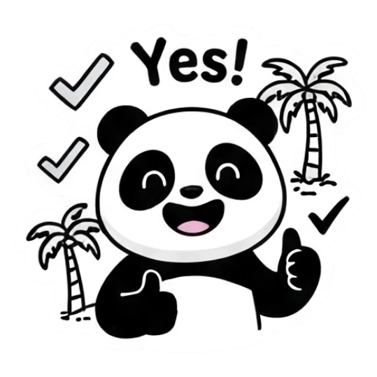 Happy panda saying Yes with thumbs up Keith Haring Style Panda sticker for expressive chats and social replies.