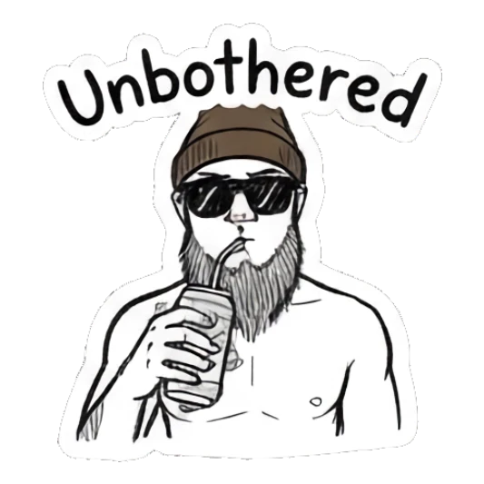Bearded man wearing sunglasses drinking from a can Bearded Guy Moods sticker for expressive chats and social replies.