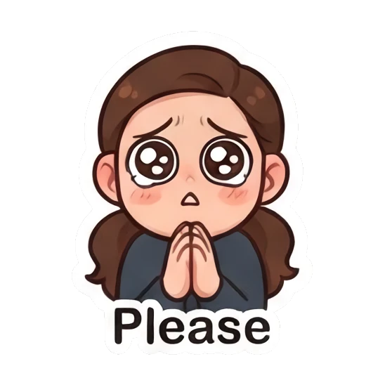 Woman begging with pleading eyes Daily Life of Couple sticker for expressive chats and social replies.
