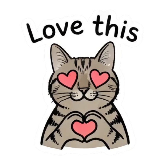 Loving cat with heart eyes and heart hands Doctor Tabby Cat Daily sticker for expressive chats and social replies.