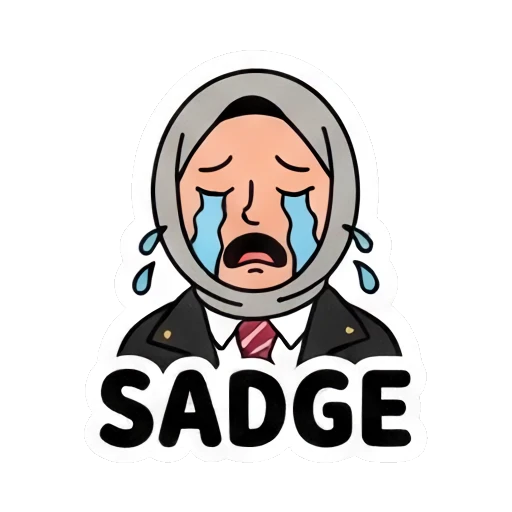 Hijabi student crying with tears, SADGE text Hijabi Student Daily Life sticker for expressive chats and social replies.