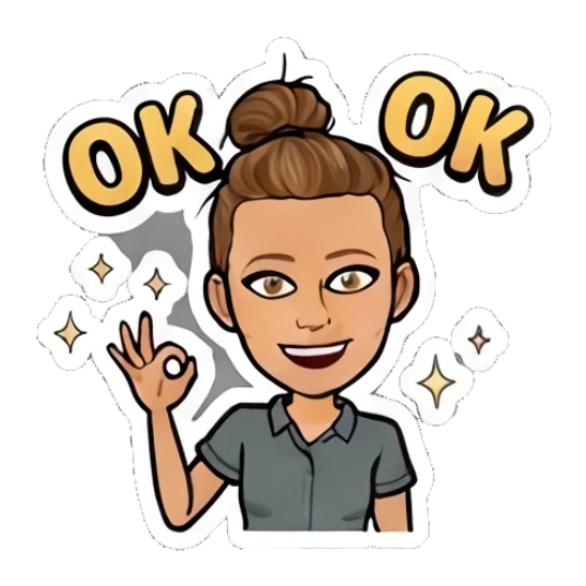 Girl making OK gesture with sparkling background and OK text Retro Cartoon Girl Daily Life sticker for expressive chats and social replies.