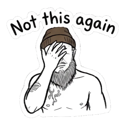 Bearded man facepalming in frustration Bearded Guy Moods sticker for expressive chats and social replies.