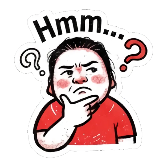 Girl thinking with hand on chin and Hmm text Punk Girl Daily Vibes sticker for expressive chats and social replies.