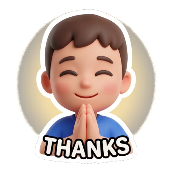 Boy with hands together in thanks gesture Little Boy Daily Vibes sticker for expressive chats and social replies.