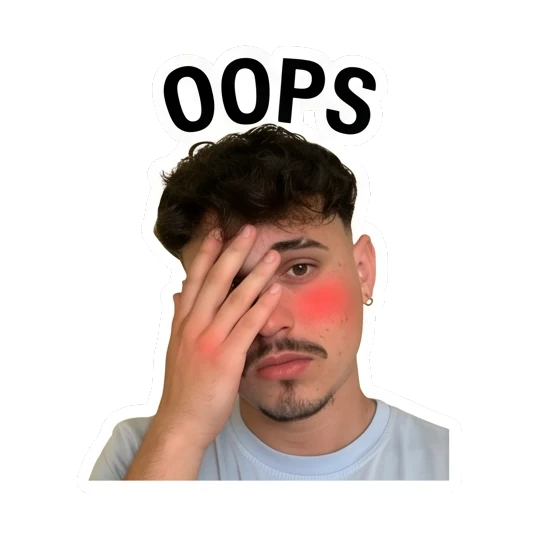 Young man covering his face in embarrassment with a blushing cheek. Daily Life of a Trendy Guy sticker for expressive chats and social replies.