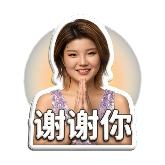 Grateful young woman with hands together in prayer Sparkly Girl Daily Moods sticker for expressive chats and social replies.